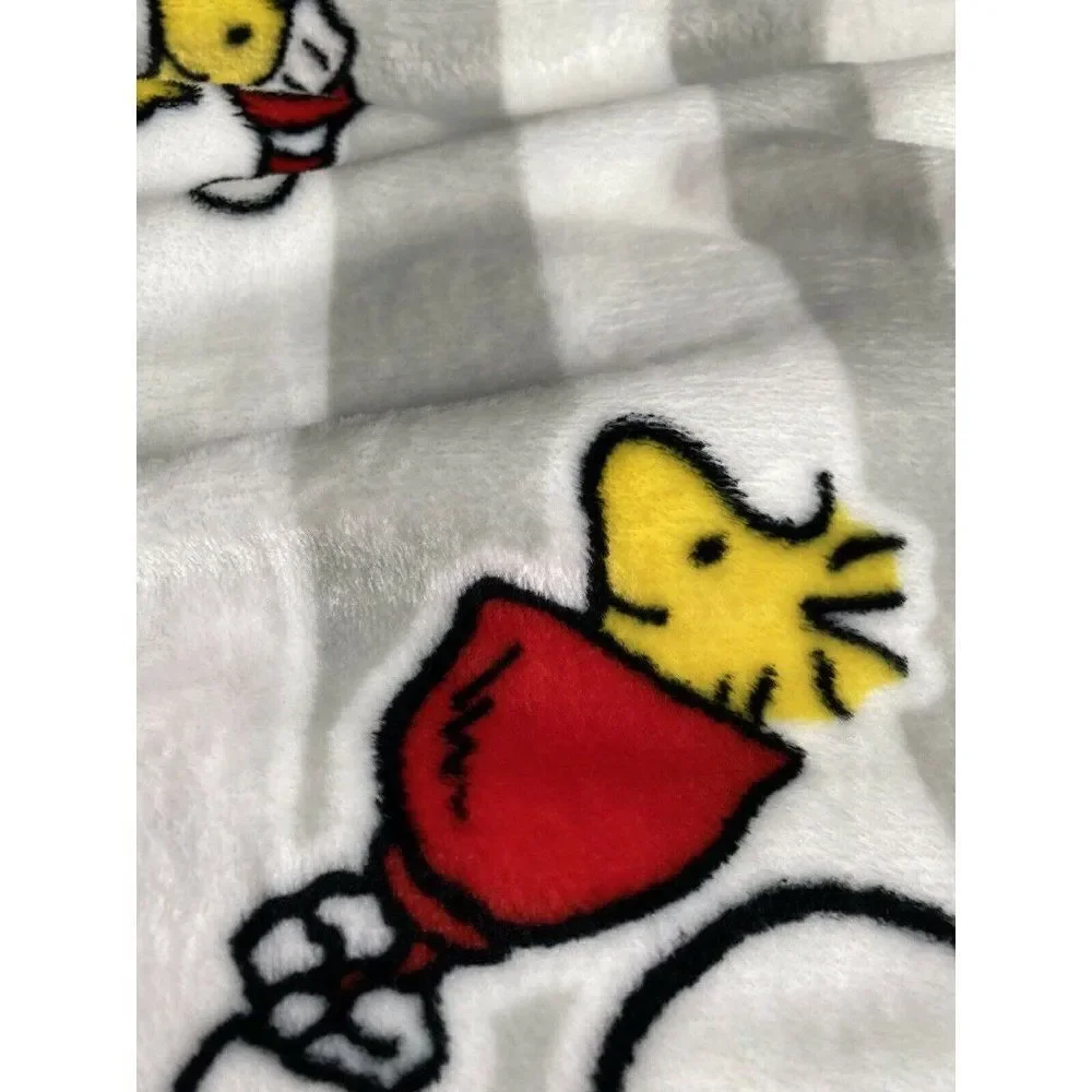 Peanuts Snoopy Woodstock Christmas Santa Hat Soft‎ Plush Throw Blanket Woodstock